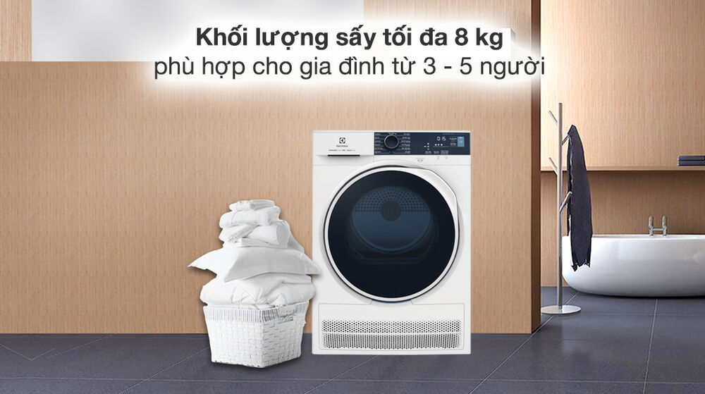 máy sấy ngưng tụ electrolux 8 kg edc804p5wb - khối lượng sấy - chương trình hoạt động