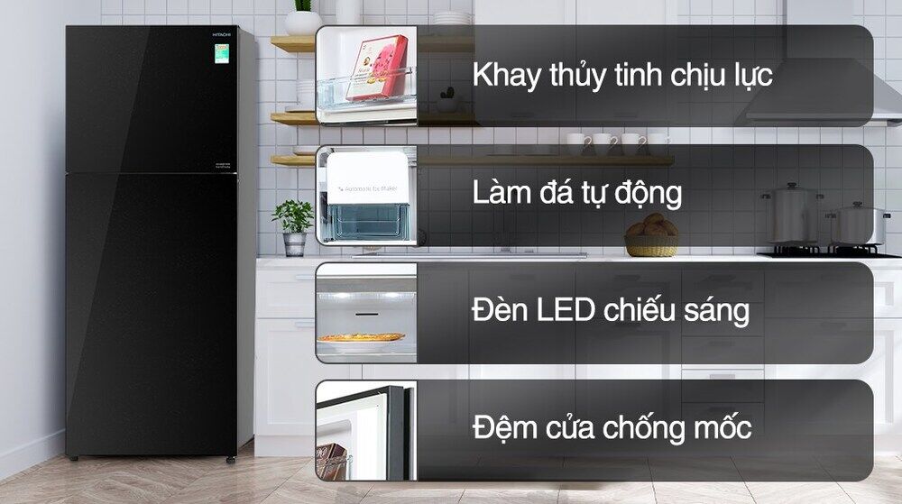 tủ lạnh hitachi inverter 349 lít r-fvy480pgv0 gbk - tiện ích