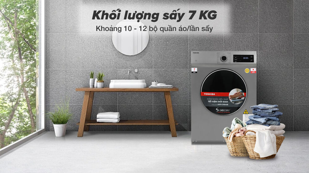 Máy sấy thông hơi 7 kg Toshiba TD-H80SEV(SK) - Khối lượng sấy máy sấy thông hơi 7 kg toshiba td-h80sev(sk) - khối lượng sấy