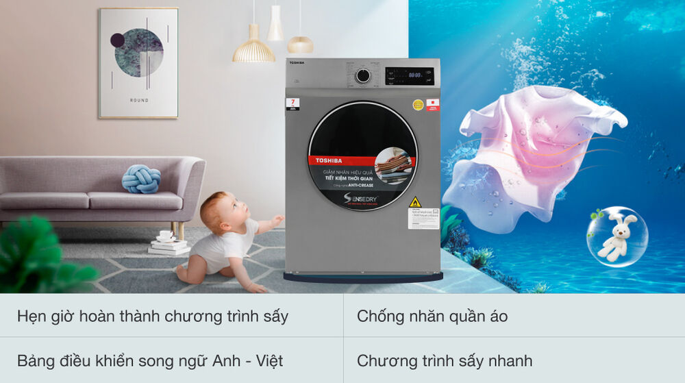 Máy sấy thông hơi 7 kg Toshiba TD-H80SEV(SK) - Tiện ích máy sấy thông hơi 7 kg toshiba td-h80sev(sk) - tiện ích