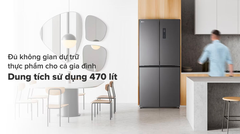 dung tích - tủ lạnh lg inverter 470 lít multi door gr-b50bl