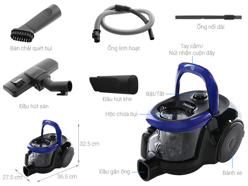 máy hút bụi dạng hộp samsung vc18m2120sb/sv