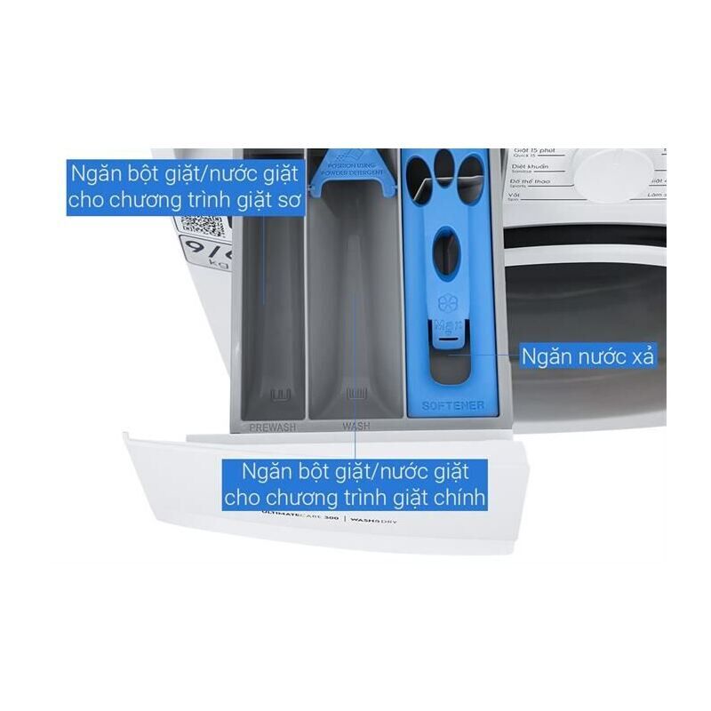 Máy giặt sấy Electrolux UltimateCare 300 Inverter giặt 9 kg - sấy 6 kg EWW9024P3WC